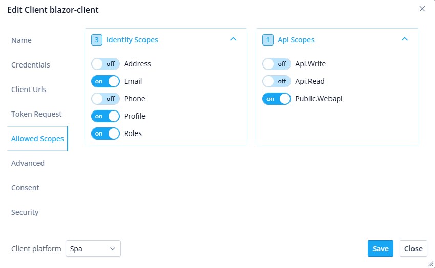 IdentitySuite client scope assignment