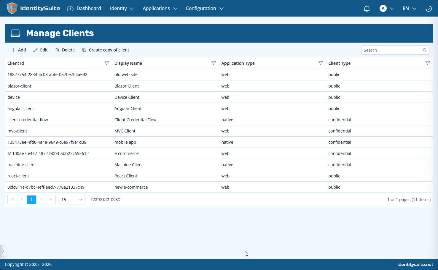 Manage applications
