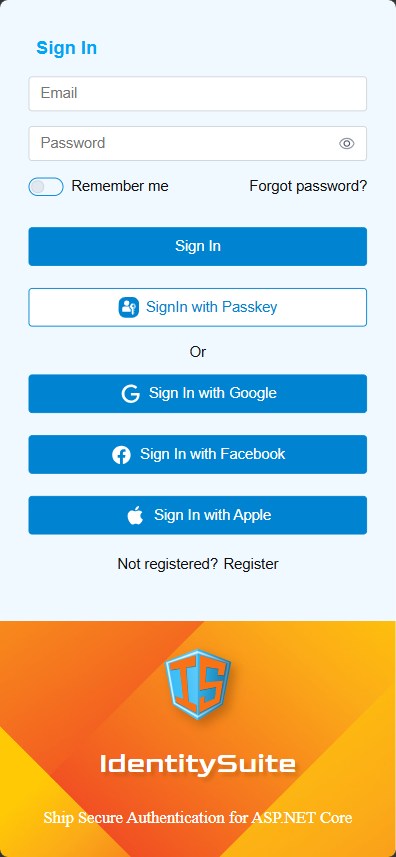 Full-screen split layout sign-in stacked, network background